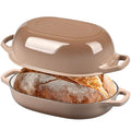 Enameled Cast Iron Oval Dutch Oven Pot with Lid (Mocha / 7 Quart)