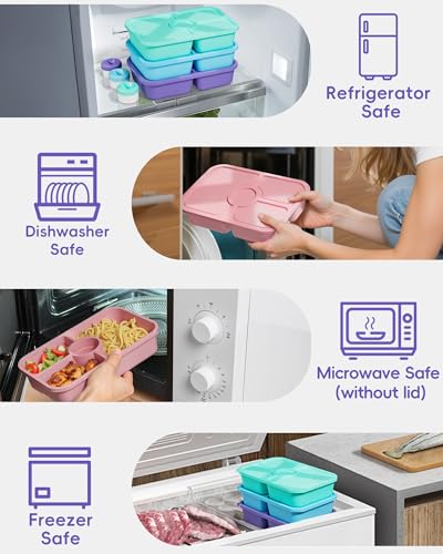 4 Pcs Bento Snack Box Containers (4 color)