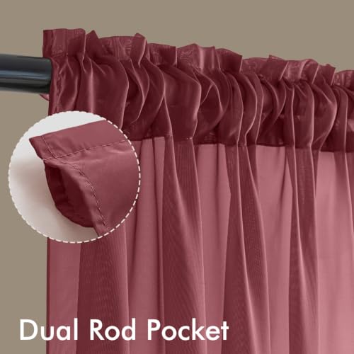 4 Panels Burgundy Christmas Sheer Curtains 42 x 84 Inches (42"W x 84"L (Pack of 4) / Burgundy)
