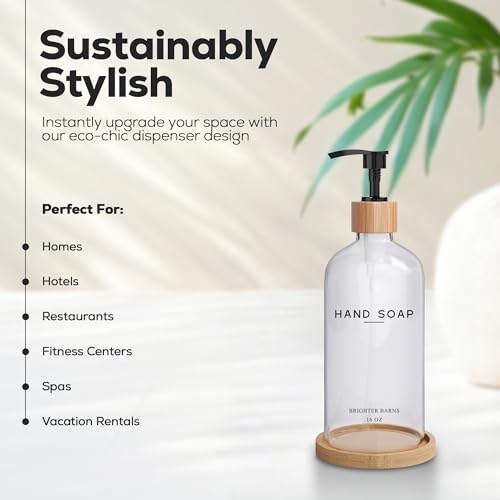 Glass Hand Soap Dispenser Bathroom Set by Brighter Barns (Clear H)