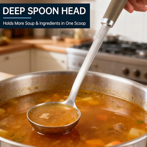 Stainless Steel Soup Ladle and Spaghetti Spoon Set (Coffee)