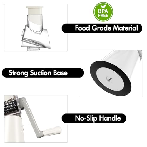 Rotary Cheese Grater with Handle (White)