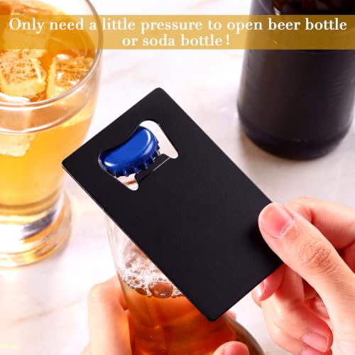 40 Pieces Credit Card Bottle Opener Stainless Steel Poker Wallet Bottle Opener for Can Be Carved for DIY Wedding Favor Groomsmen Gift (Black / Classic)