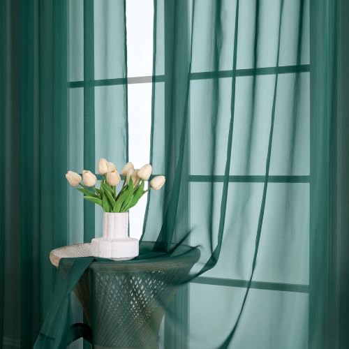 Hunter Green Sheer Curtains 72 Inches Long 2 Panels Set (Hunter Green / 59"W x 72"L (Pack of 2))