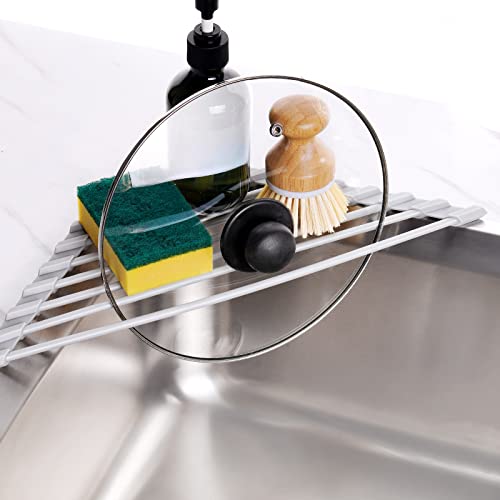 Triangle Roll Up Dish Drying Rack with Silicone Coating (Gray)