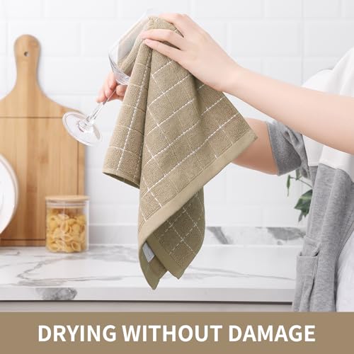 100% Cotton Terry Kitchen Towels (Tan / 13 X 28 - 4 Pack)