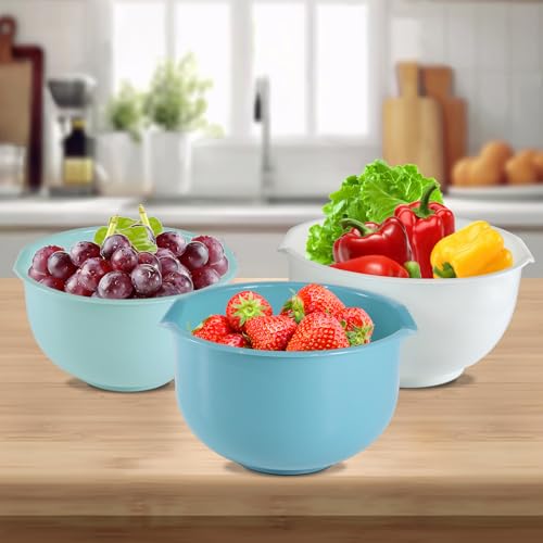 Set of 3 Mixing Bowls with Pour Spout (Blue)
