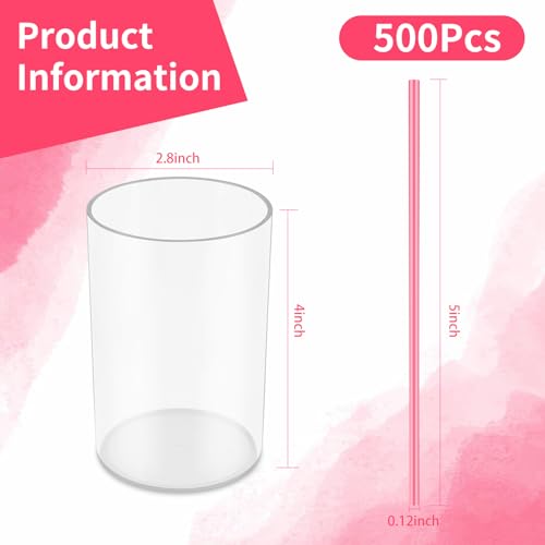 500 Pcs Neon Pink Coffee Stir Sticks Set Acrylic Stir Stick Holder Coffee Stirrers Holder Cocktail Straws Bar Straws Drink Stirrers for Coffee Bar Cocktail Tea Juice Party Supplies Restaurant Decor (Neon Pink / 500 Pcs)