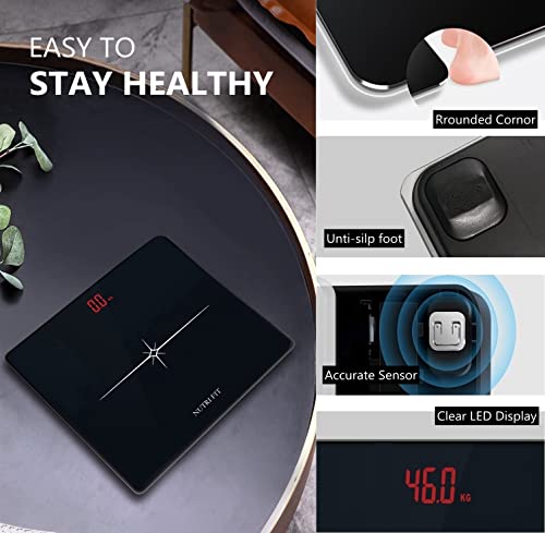 Digital Scale for Body Weight Precision Bathroom Weighing Scales (Normal Black)