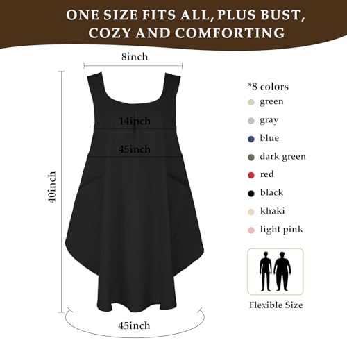 Apron for Women with Pocket Cotton Linen (Black)