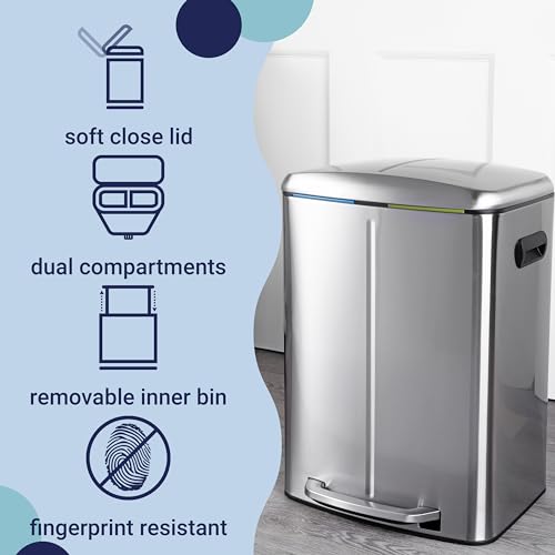 Marco 10.6 Gal Double Bucket Step Trash Can (Stainless Steel)