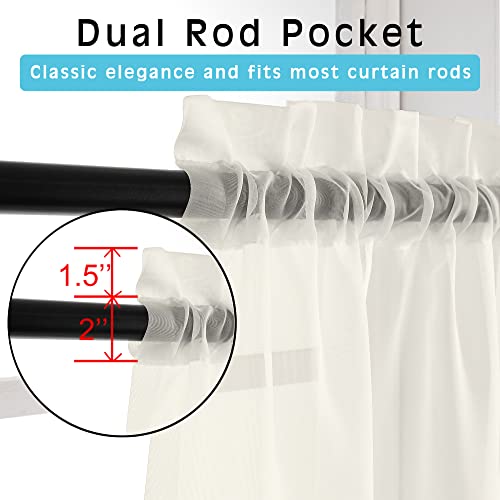 Ivory Sheer Curtains 90 Inches Long 2 Panels (Ivory / 42"W x 90"L (Pack of 2))