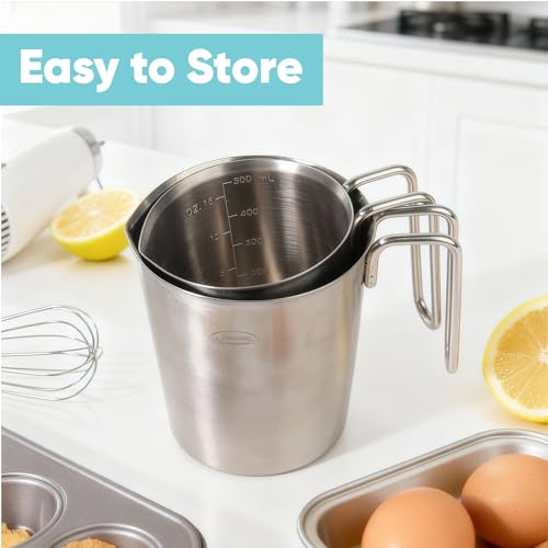 Newness 2 Pack Stainless Steel Measuring Cups Set