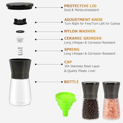 Metal Bronze Sea Salt and Pepper Grinder Set (Bronze / 2PK-Short)