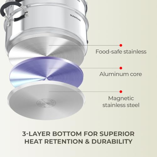 6 Quart Stainless Steel Steamer Pot for Cooking (6 Quarts)