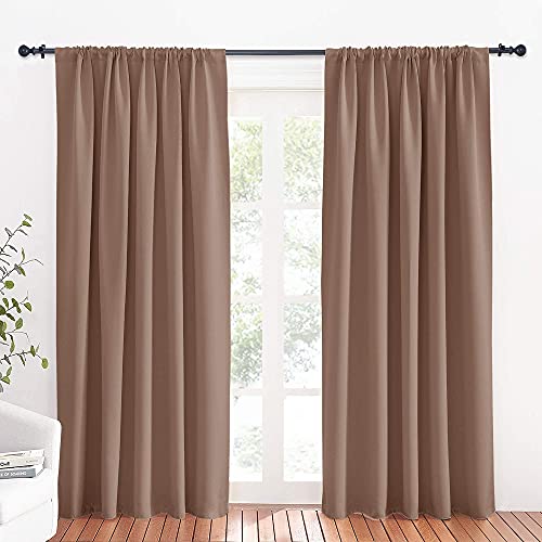 Large Blackout Curtains for Bedroom Living Room 84 inches Long (Mocha / 70"W x 84"L (Pack of 2))