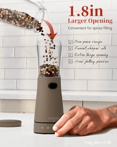 Electric Salt and Pepper Grinder Set with Storage Base (Caramel)