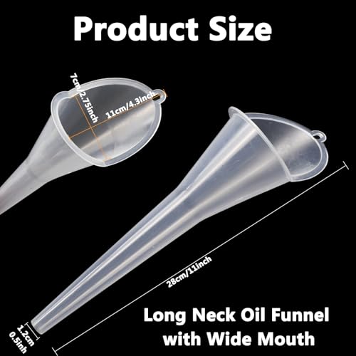 2 Pcs Long Neck Oil Funnel for Automotive