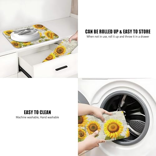 Dish Drying Mat 2 (Sunflower-2 / 2-Pack)