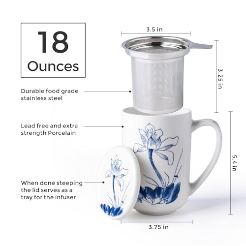 Tea Cup With Infuser and Lid (Lotus)