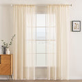 Cream Beige Sheer Curtains 38 X 84 Inches (Cream Beige / 38"W x 84"L (Pack of 2))