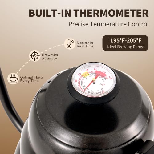 Gooseneck Kettle with Thermometer (Black)
