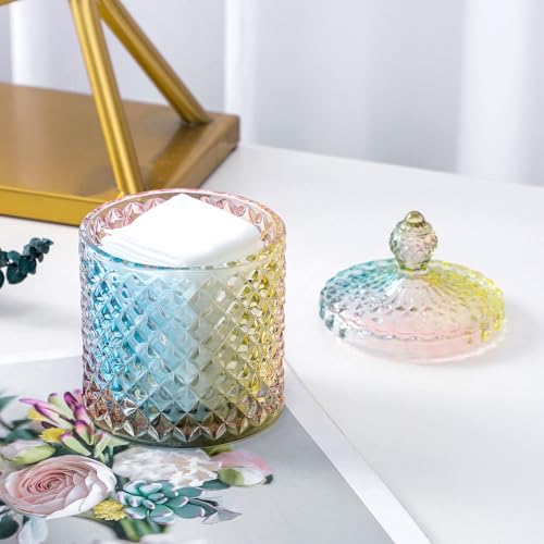 2 Pack Qtip Holder Apothecary Jars with Lid (10 oz (2 pack) / Rainbow)