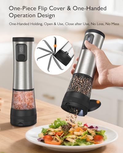 Electric Salt and Pepper Grinder Set (Sliver Black)