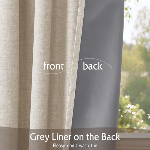 Linen Textured 100% Blackout Curtains Pinch Pleated & Back Tab Drapes Privacy Thermal Insulating for Living Room Kitchen Dining Bay Window (Linen / 40"W x 90"L (Pack of 2))