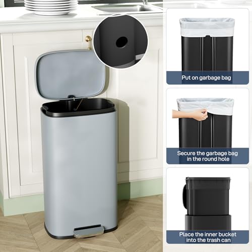 8 Gal Step Kitchen Trash Can (30L / Haze Blue)