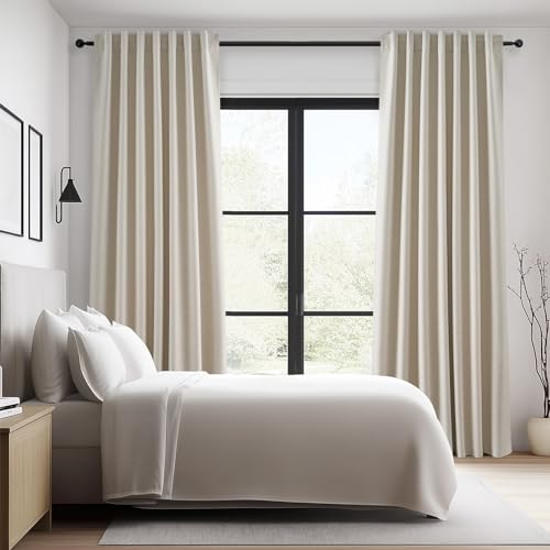 92 Inches Long Cream Custom Black Out Drapery Panels (Beige / 52"W x 92"L (Pack of 2))