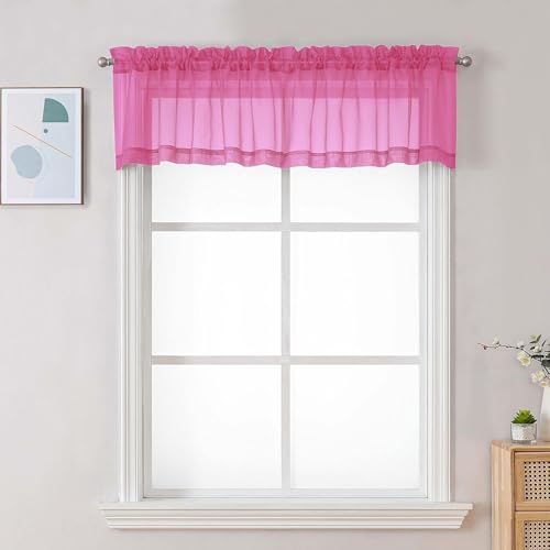 Sheer Valances for Windows (Hot Pink / 42"W x 14"L (Pack of 2))