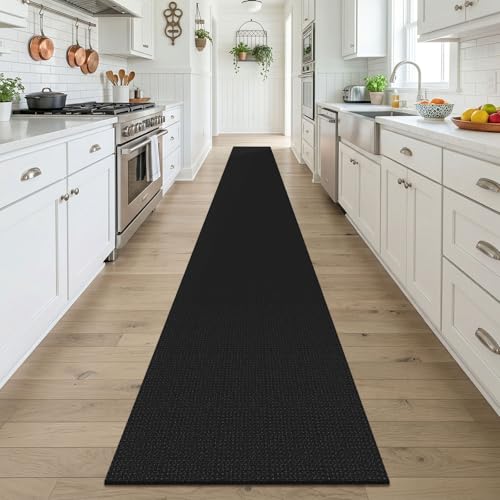 Black 2x18 Runners Rugs for Hallway (Black/Dark Grey / 2' x 18' (Runner))