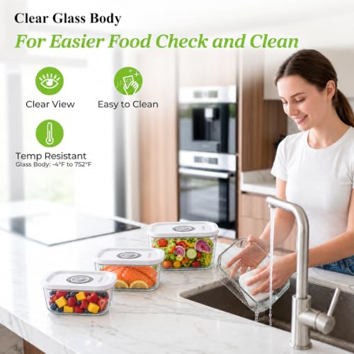 Glass Vacuum Seal Containers for Food Storage (M)