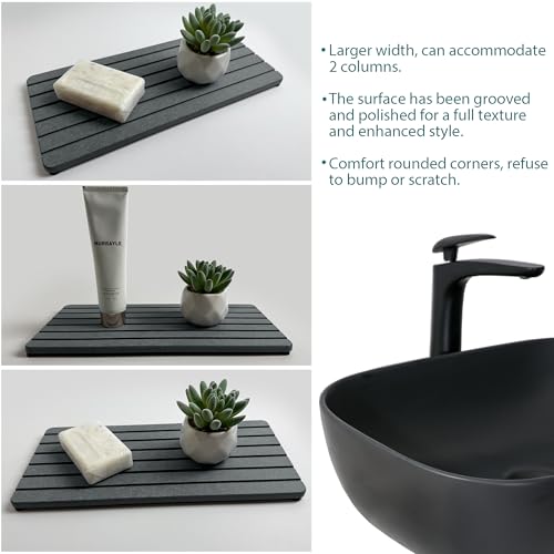 2 PCS Water Absorbent diatomite Coasters (12.2 x 5.5 inches / Dark Grey)