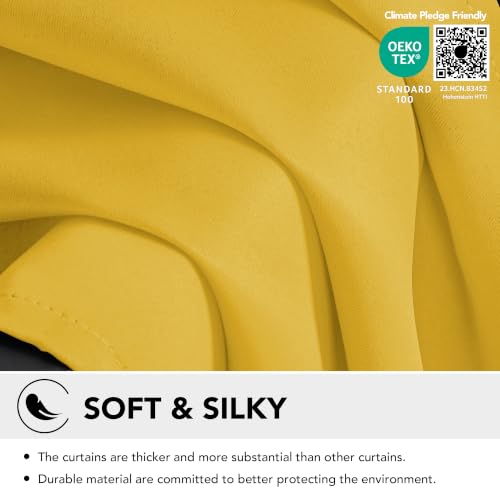 Blackout Curtains for Bedroom (Mellow Yellow / 42"W x 84"L (Pack of 2))