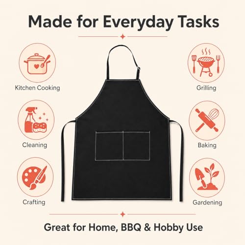 2 Pack Waterproof Kitchen Aprons with 2 Pockets