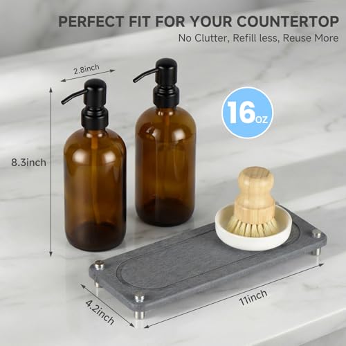 2 Pack Kitchen Soap Dispenser Set (Amber)