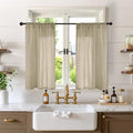 Short Camel Linen Curtains 36 Inches Long for Cafe Kitchen (Camel / 30"W x 36"L (Pack of 2))