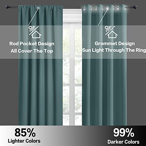 Bathroom Curtains Room Darkening Privacy Small Window Curtains for Bedroom Kitchen Basement RV Camper (Teal Blue / 52"W x 36"L (Pack of 2))
