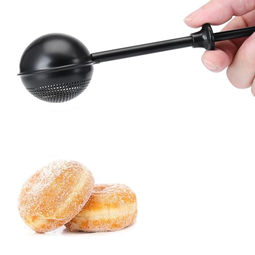 Flour Duster 304 Stainless Steel Flour Sifter for Baking (Black)