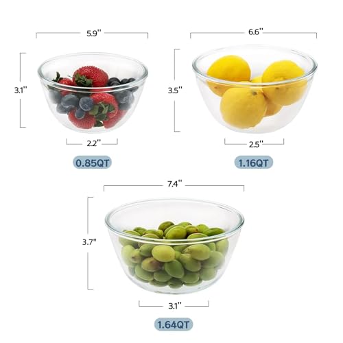 Small 3pc Glass Mixing Bowls Sets (3PCS)