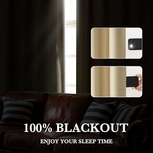 100% Blackout Short Curtains for Small Window (100% Blackout - Biscotti Beige / 29"W x 45"L (Pack of 2))