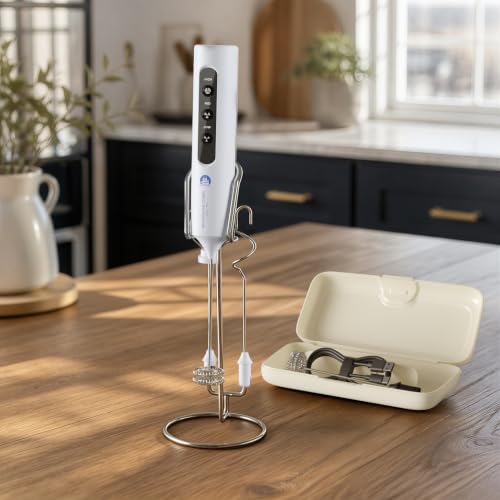 Rechargeable Milk Frother with Stand (White)