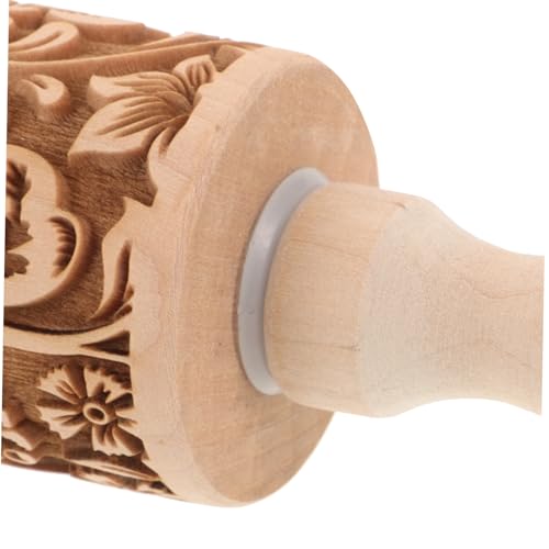 Embossed Rolling Pin for Baking Wooden Pastry Roller with Intricate Floral Patterns for Cookies Fondant and Dough for Weddings Holidays and Special Occasions