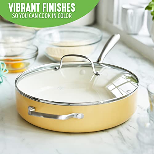 Artisan Healthy Ceramic Nonstick (Yellow / 5QT Saute Pan Jumbo Cooker / Induction)