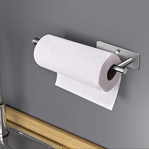 Self Adhesive Paper Towel Holder Under Cabinet Mount (Silver)