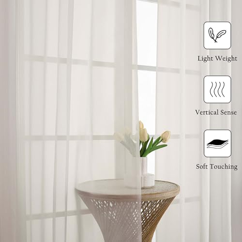 Ivory Sheer Curtains 90 Inches Long 2 Panels (Ivory / 59"W x 90"L (Pack of 2))