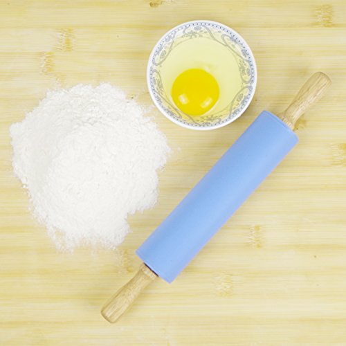 Silicone Rolling Pin for Baking Non (Blue / 12 inch)