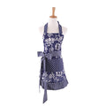 Women Vintage Ruffle Floral Apron with Extra Long Ties (Bluepurple-adult)